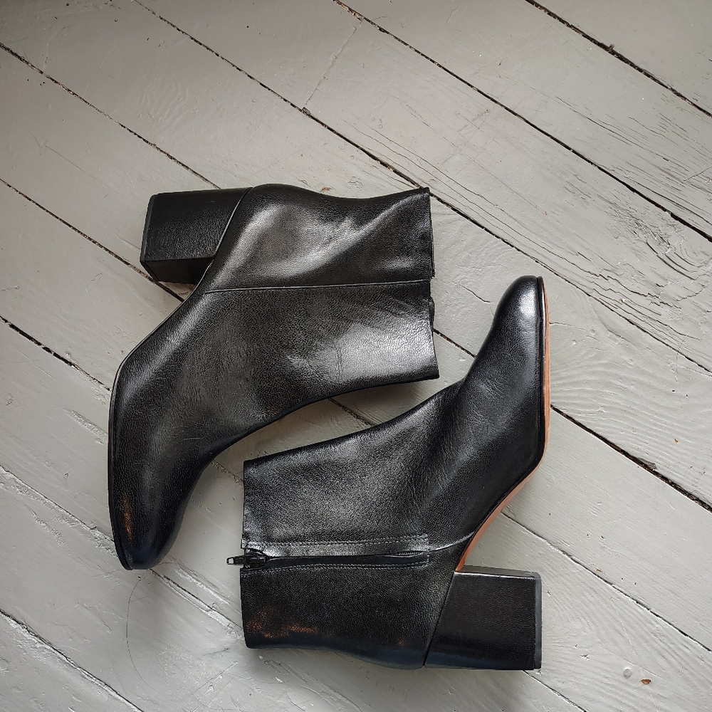 NWOB Rachel Comey Black Leather Fete Block Heel Ankle Boots